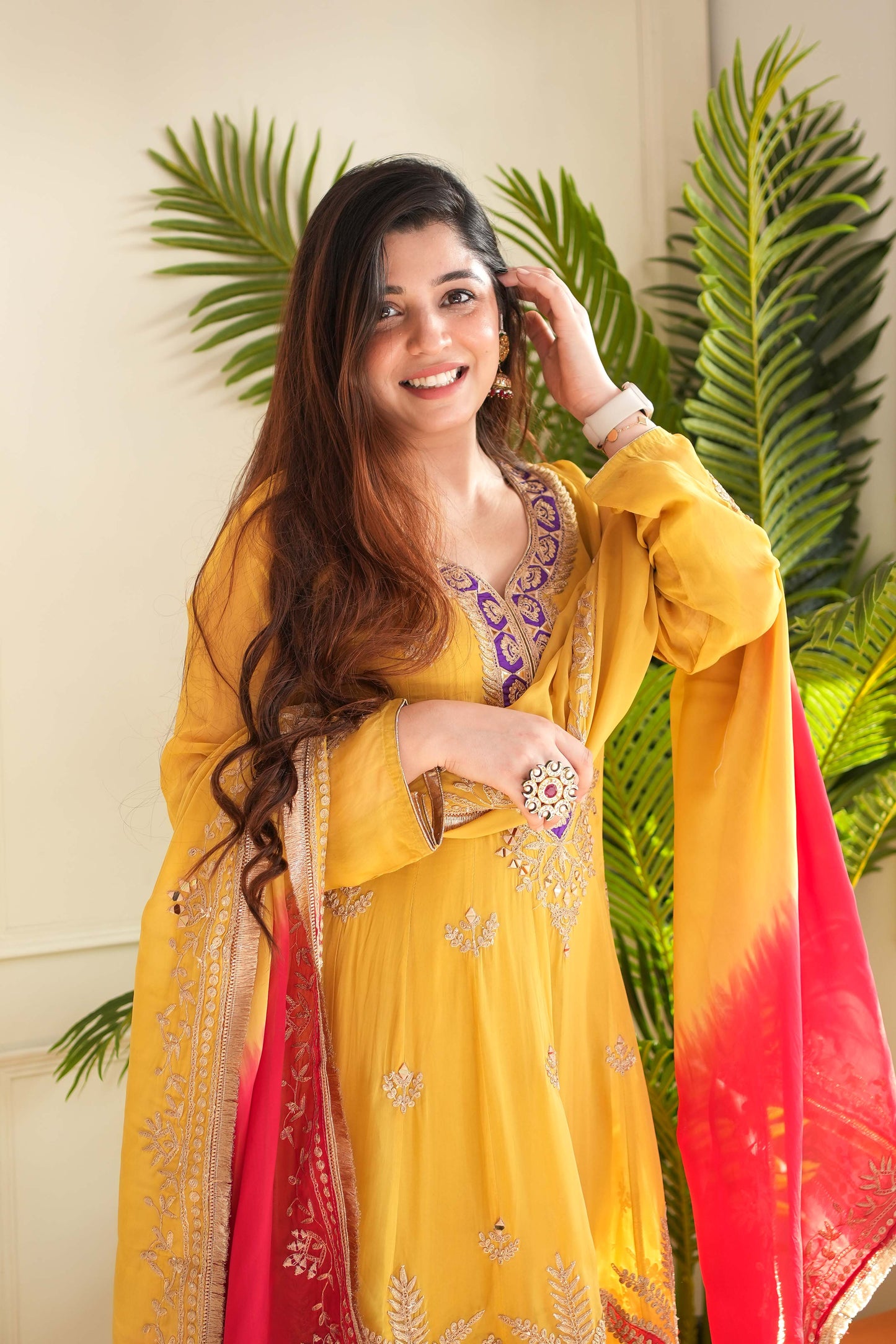 Meher Yellow Short Anarakali With Salwar