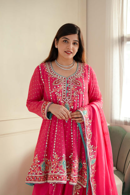 Kiara Mirror Work Short Anarkali With Dhoti