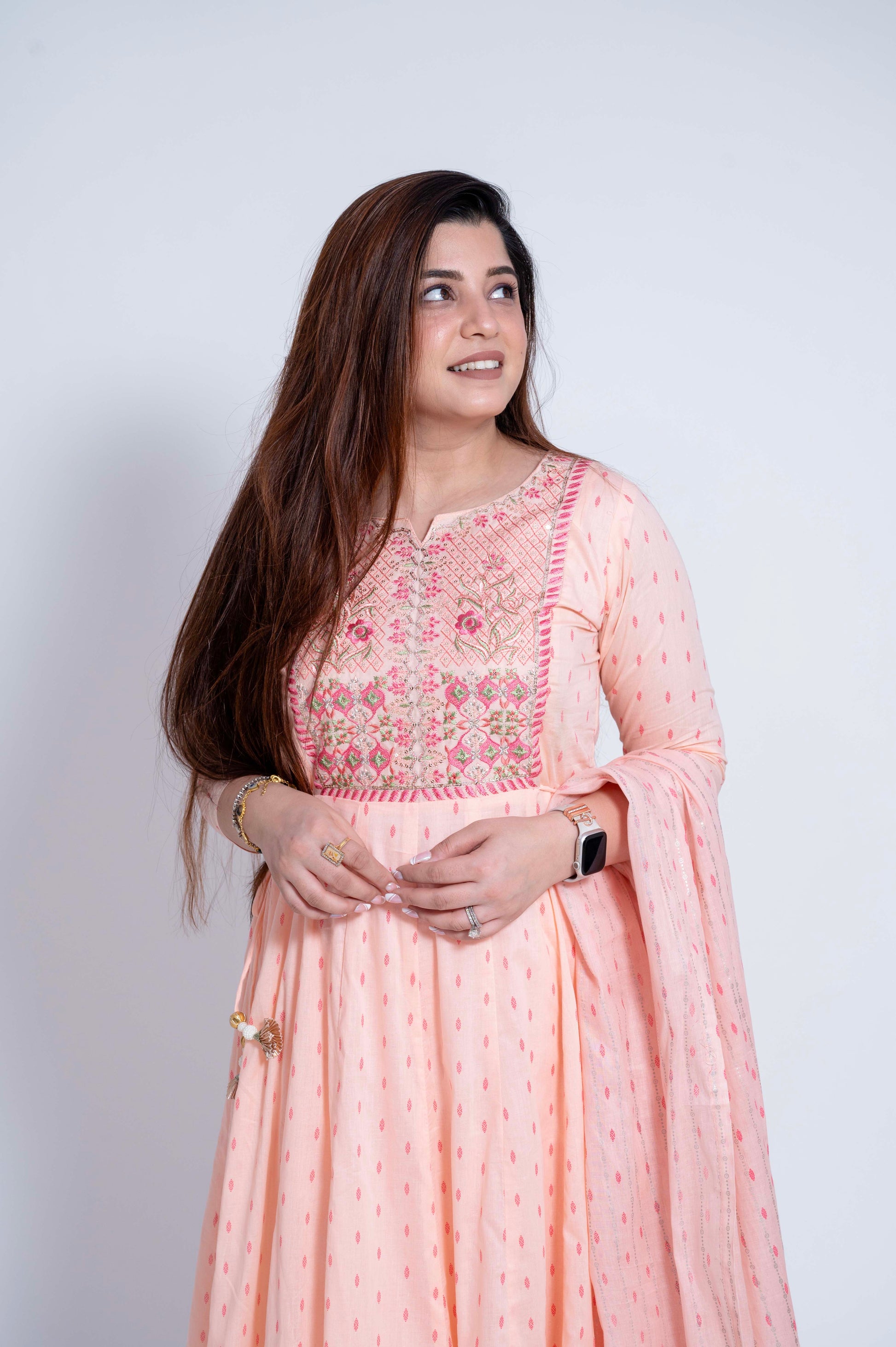 Aalimah Peach Anarkali Suit Set