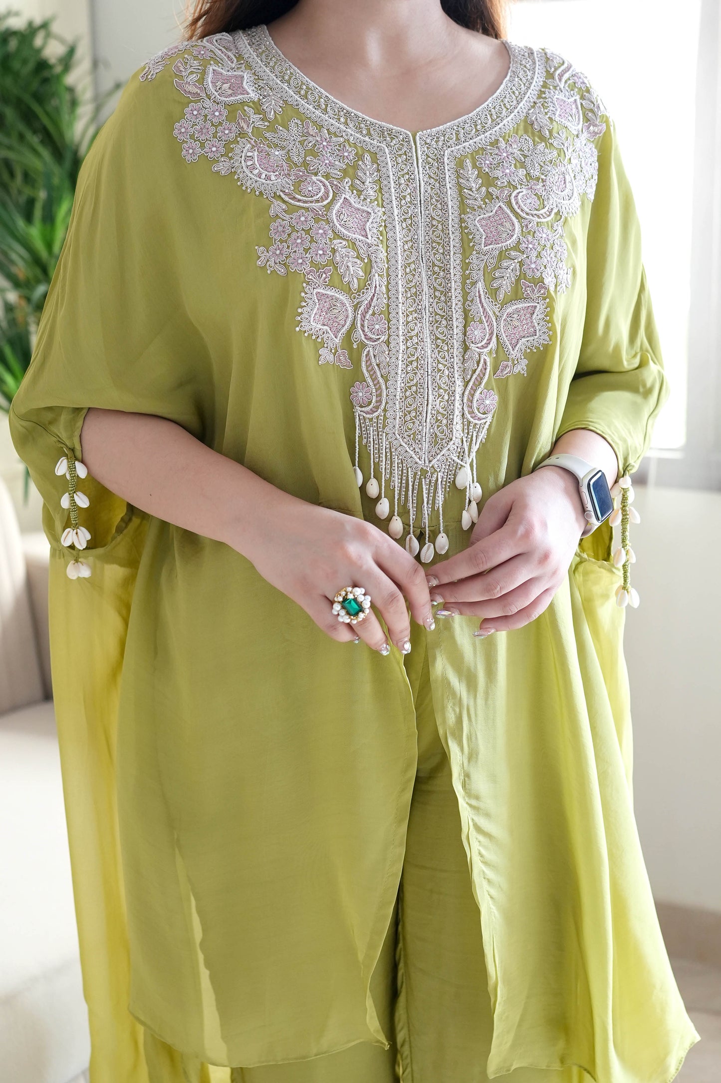 Syra Green Embroidered Co ord Set