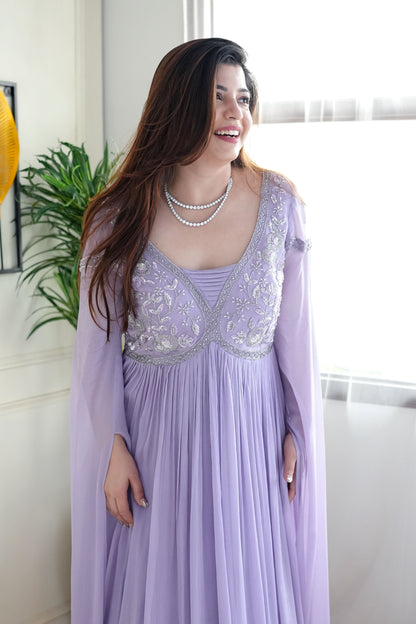 Luxe Lavender Embroidered Gown