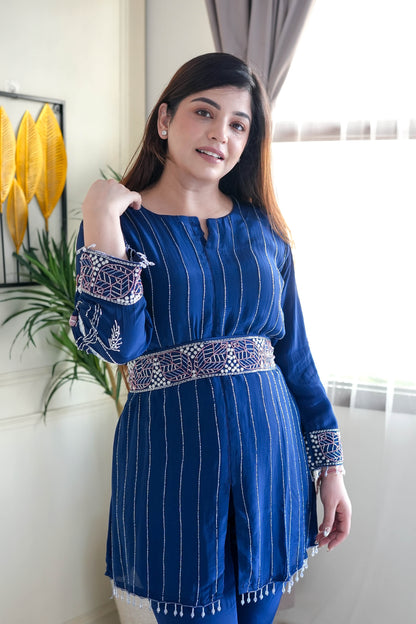 Gauhra Blue Embroidered Co ord Set