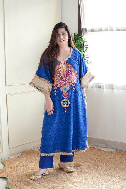 Serene Blue Embroidered Chogha Set