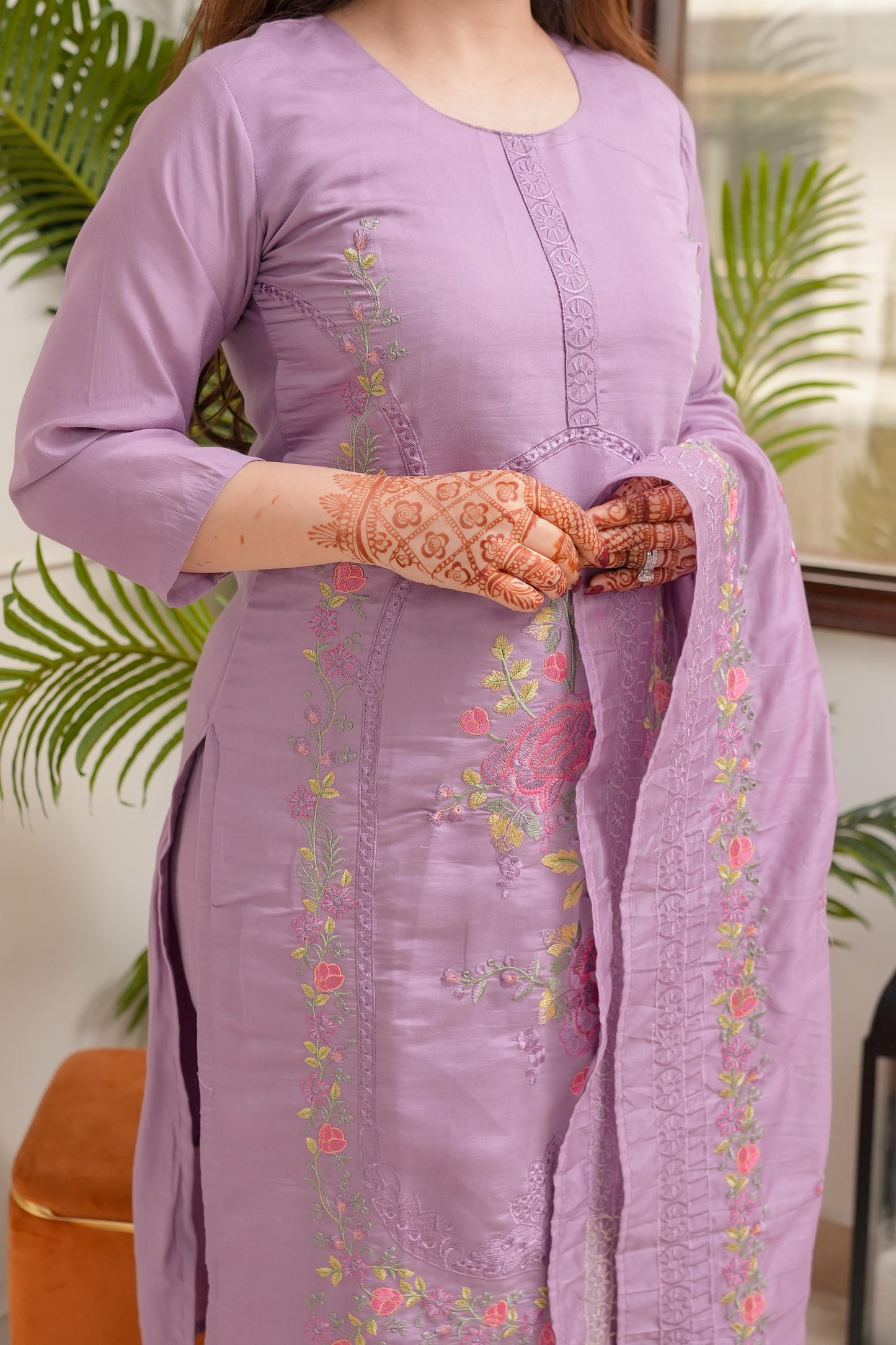 Ilahi Purple Embroidered Suit Set