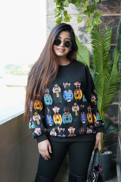 Black Quirky Sweatshirt