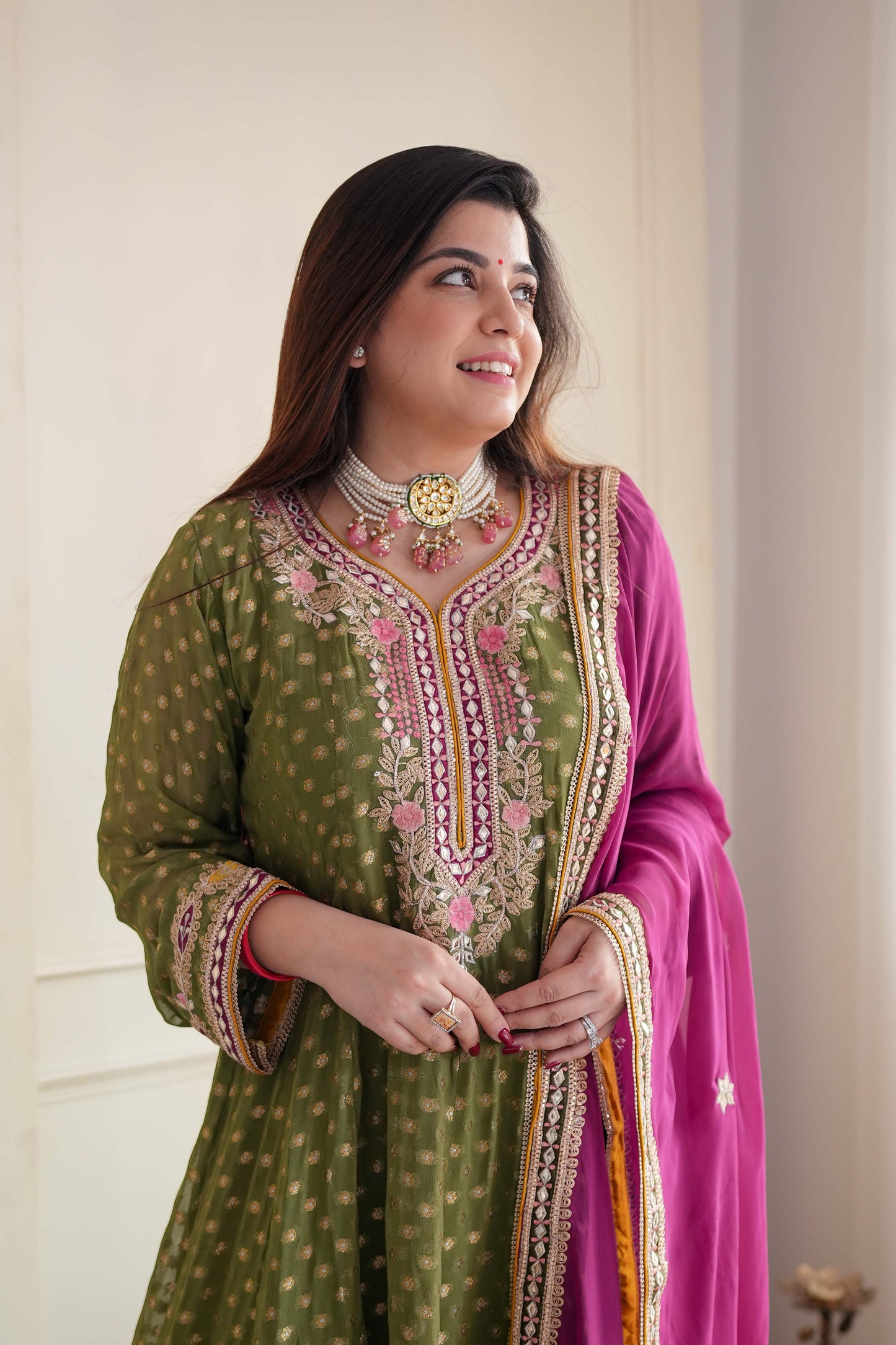 Meera Green Short Anarkali With Dhoti
