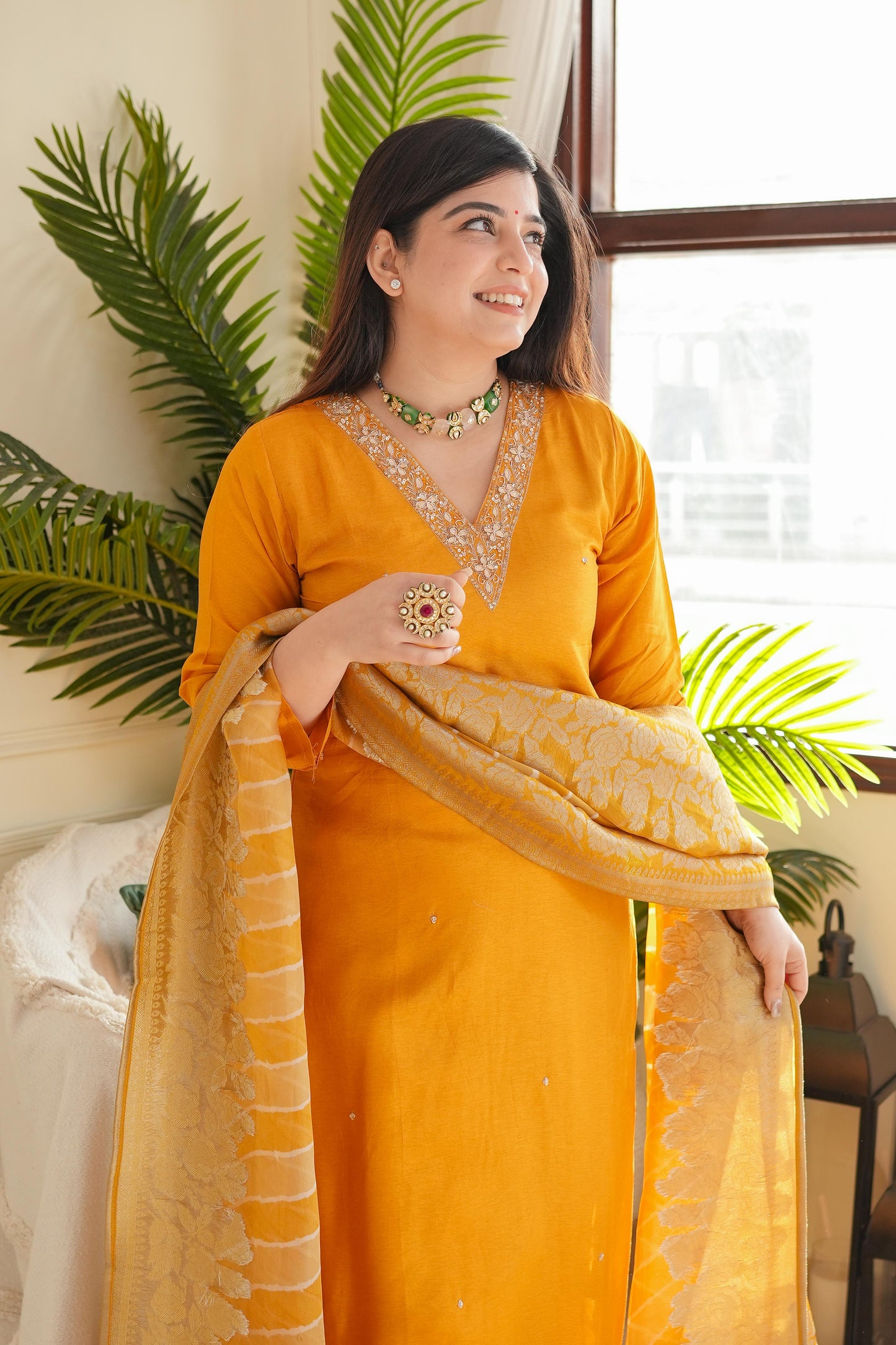 Zarah Yellow Silk Suit