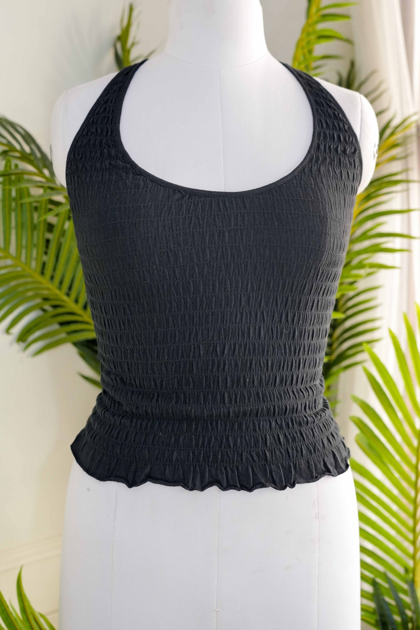 Black Halter Neck Fitted Top