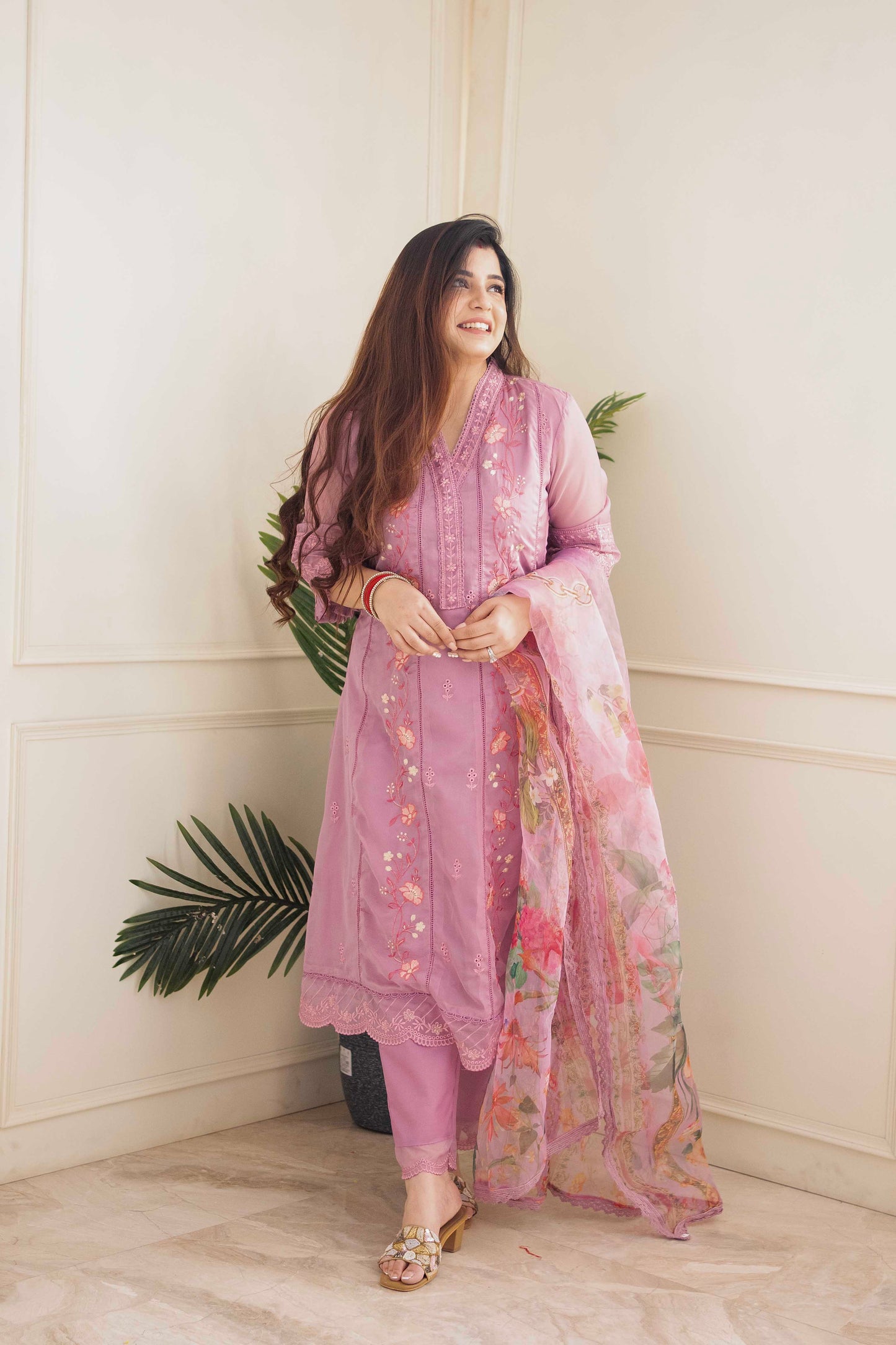 Mehal Pink Fully Embroidered Suit Set