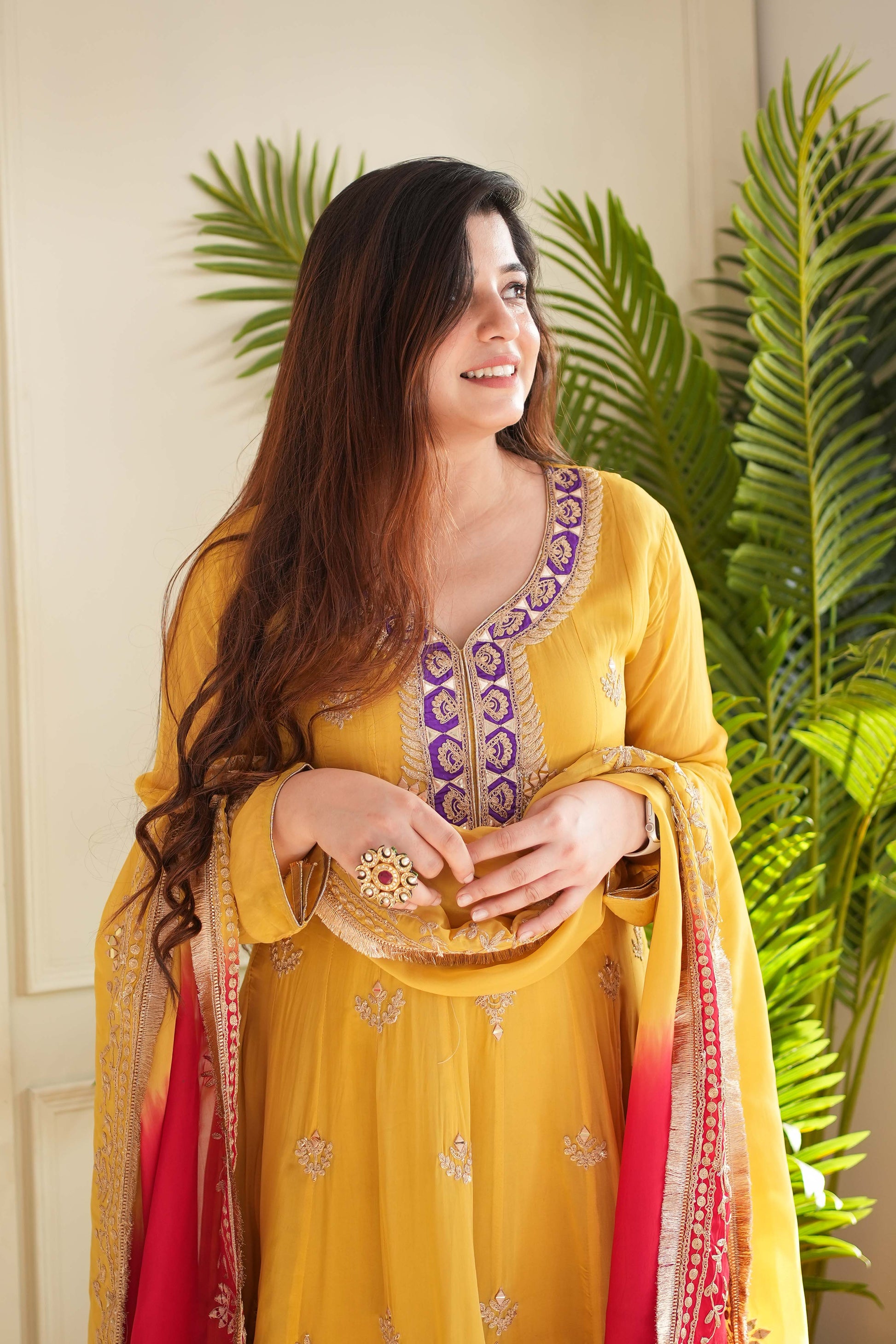 Meher Yellow Short Anarakali With Salwar