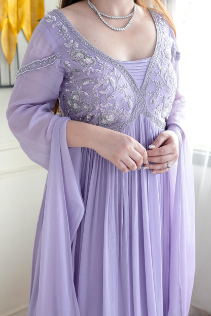 Luxe Lavender Embroidered Gown