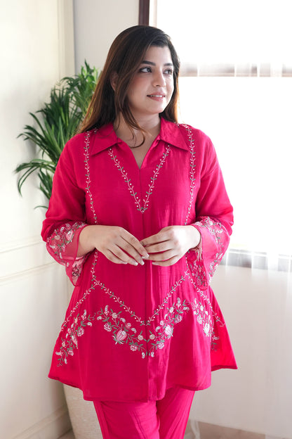 Masooma Pink Embroidred Co ord Set