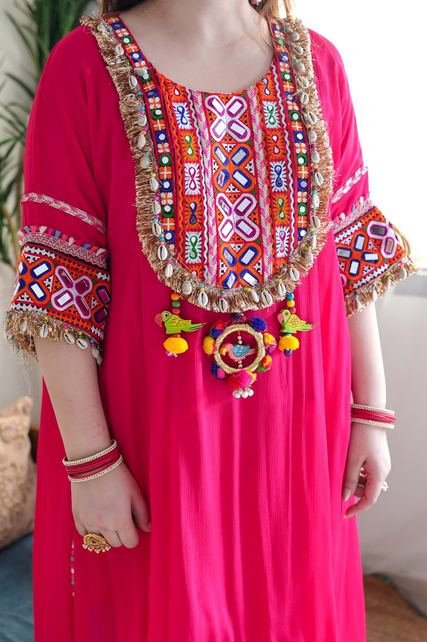 Areeb Hot Pink Embroidered Chogha Set