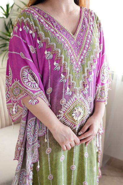 Preet Shades Of Pink Printed Kaftan Set