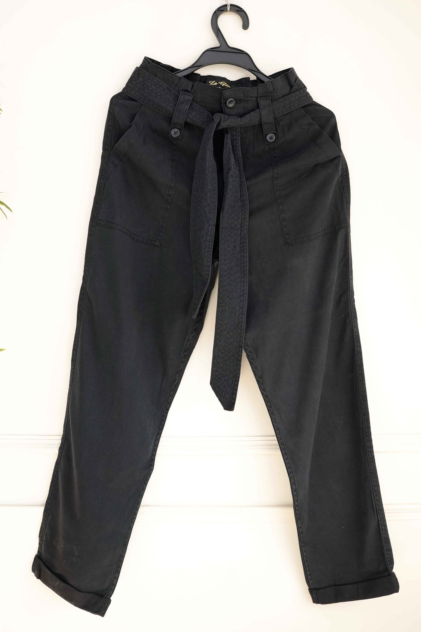 Black Jeans with Knot Belt