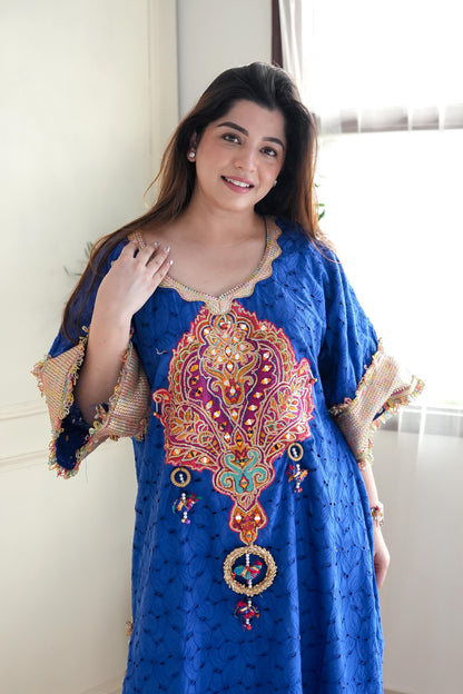 Serene Blue Embroidered Chogha Set