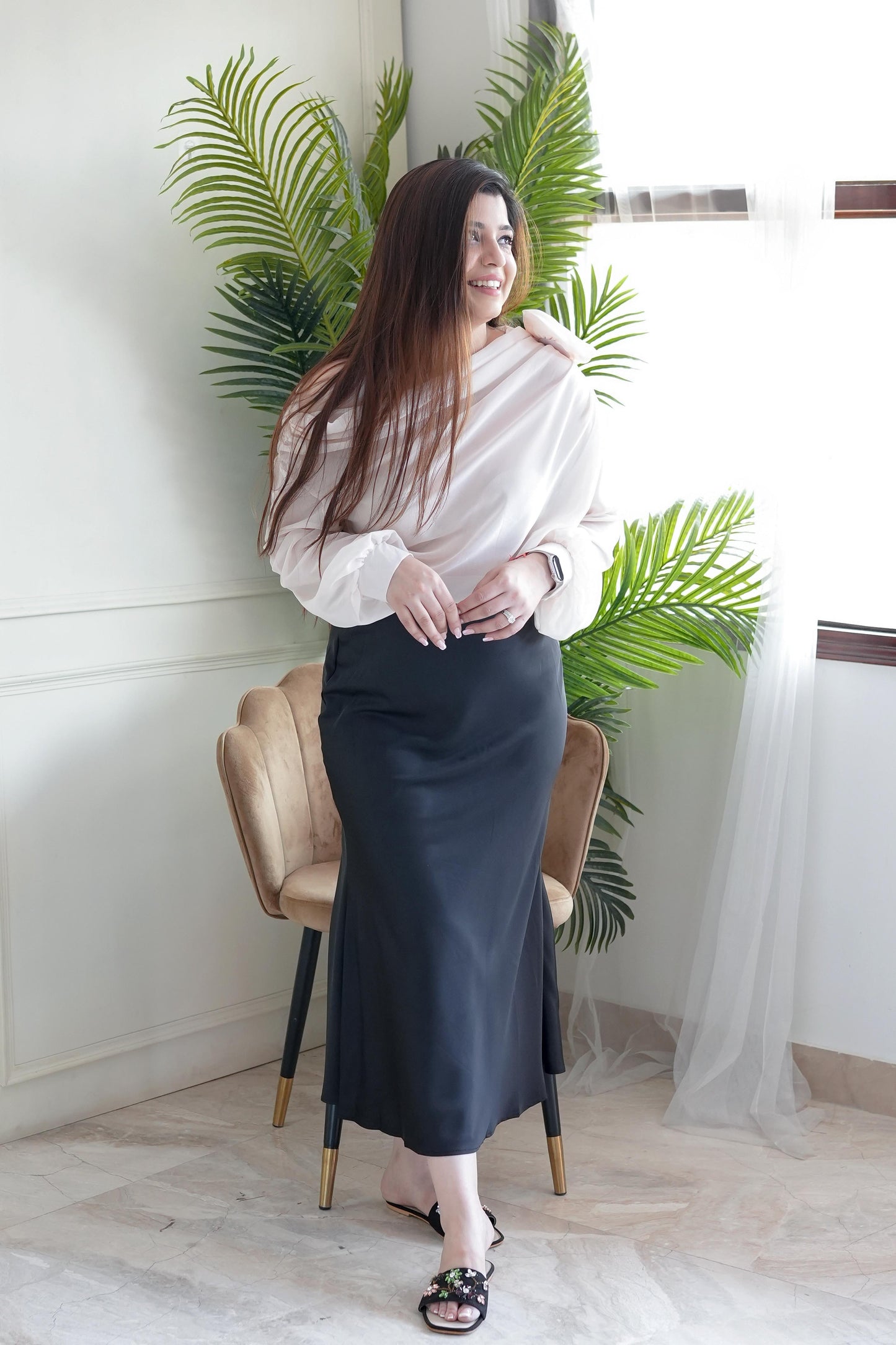 Zanzi Black Satin Skirt