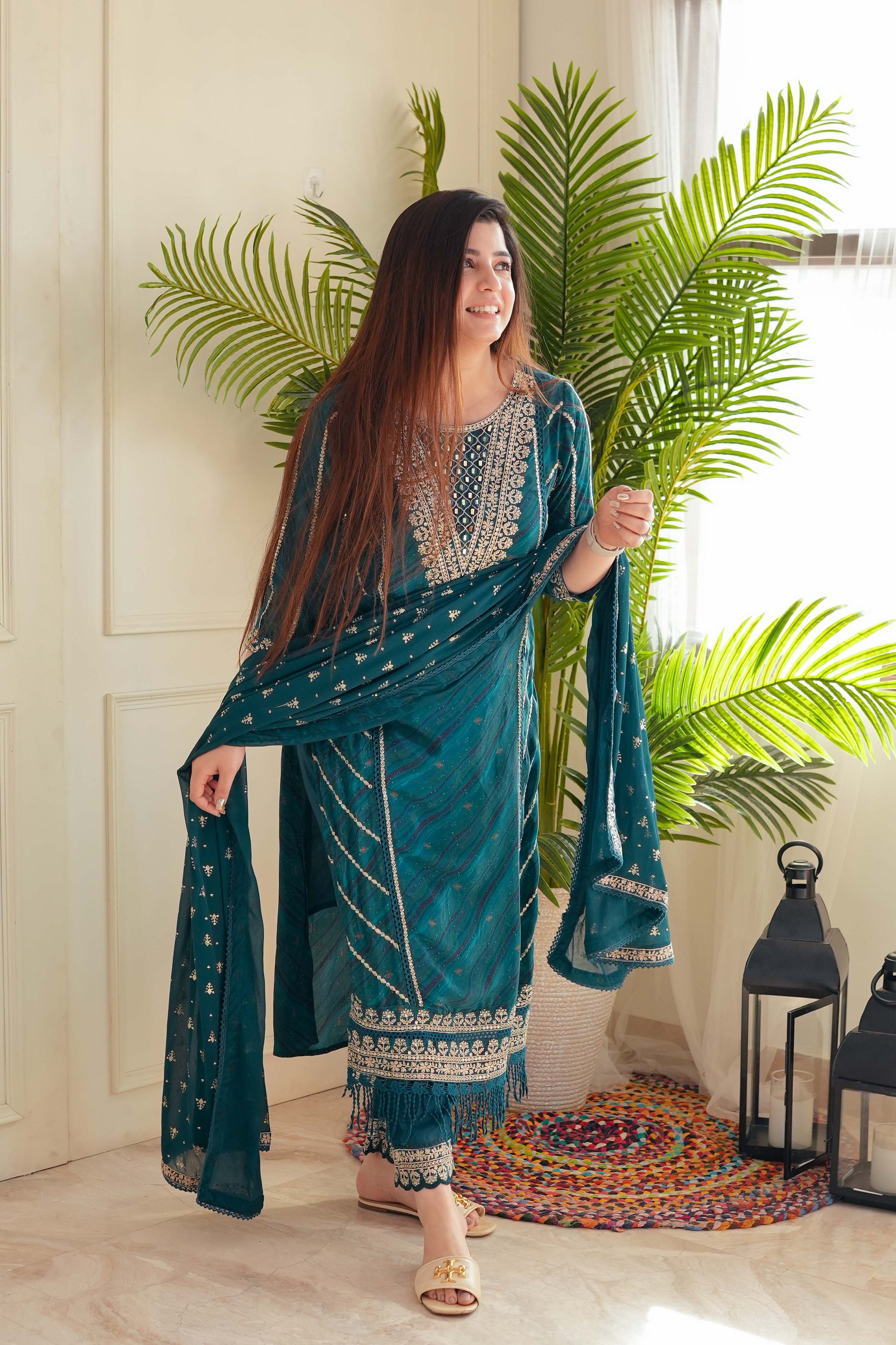 Muskaan Green Printed Suit Set