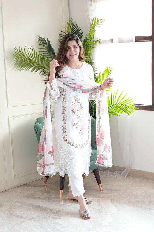 Noor White Pakistani Suit Set