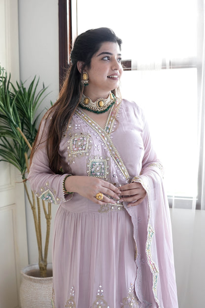 Anaya Pink Mirror Work Sharara Set