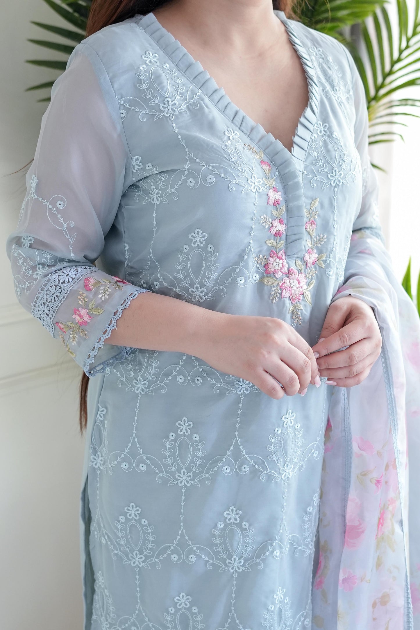 Bani Grey Thread Detailing Pakistani Suit Set