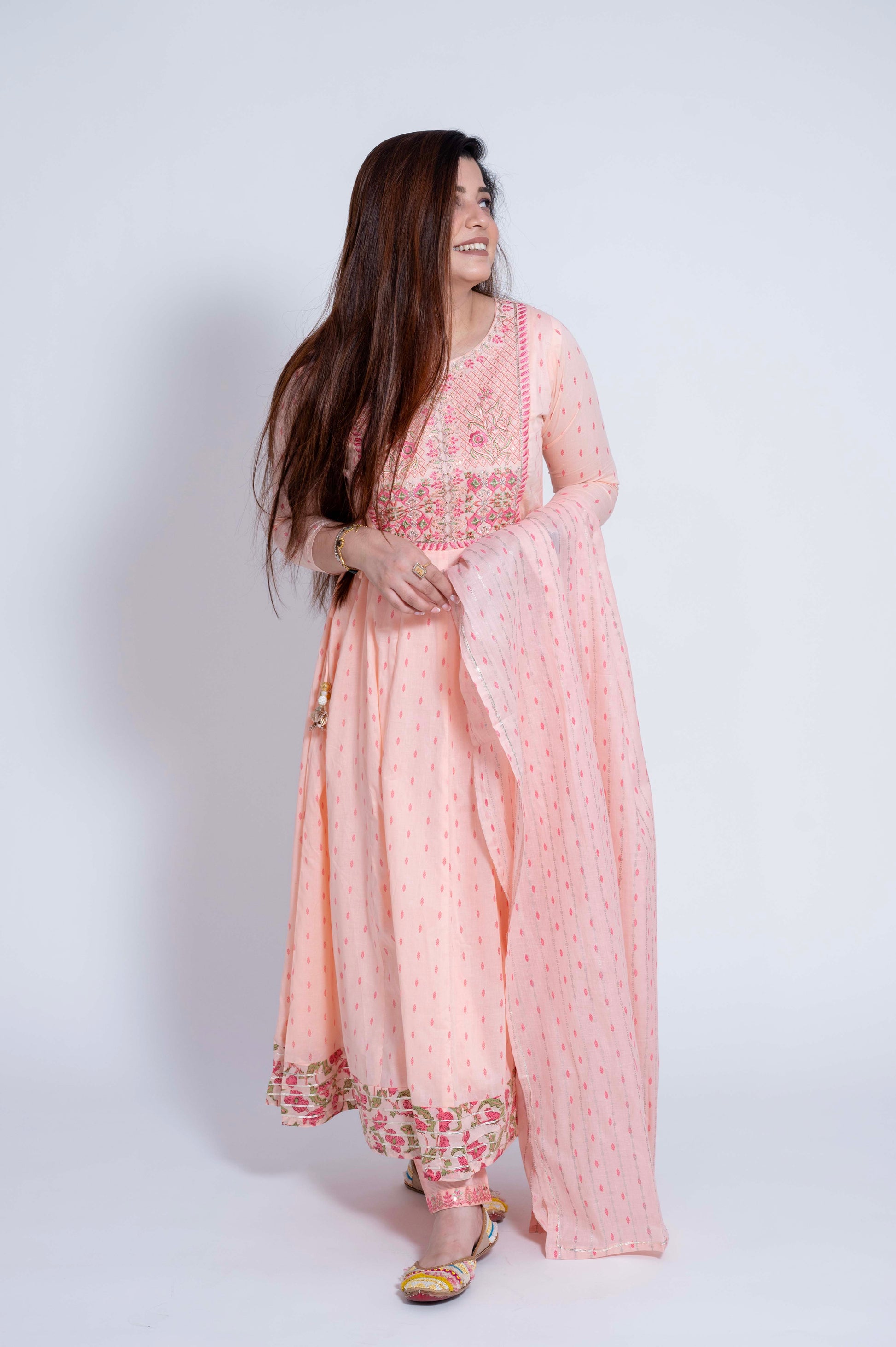 Aalimah Peach Anarkali Suit Set