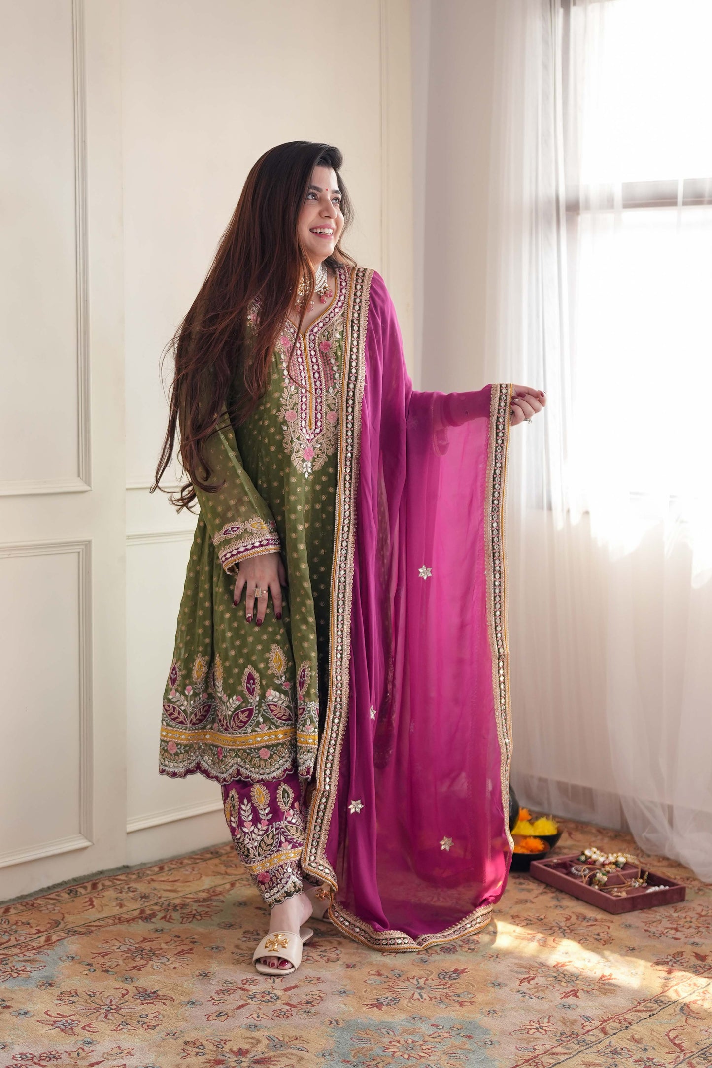 Meera Green Short Anarkali With Dhoti