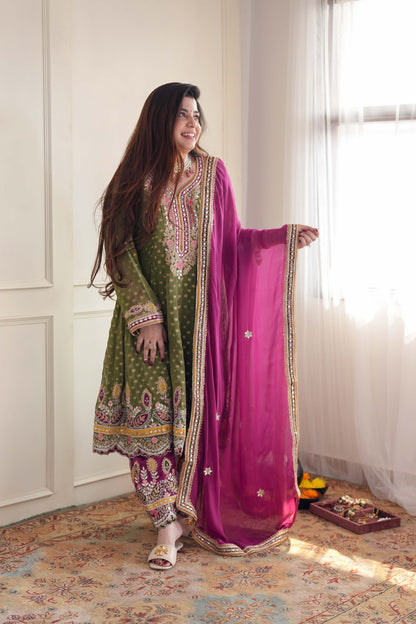 Meera Green Short Anarkali With Dhoti