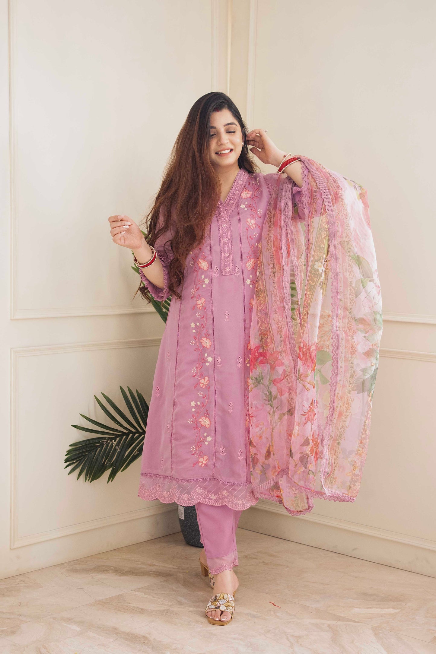 Mehal Pink Fully Embroidered Suit Set