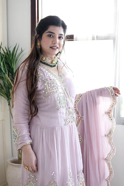 Anaya Pink Mirror Work Sharara Set