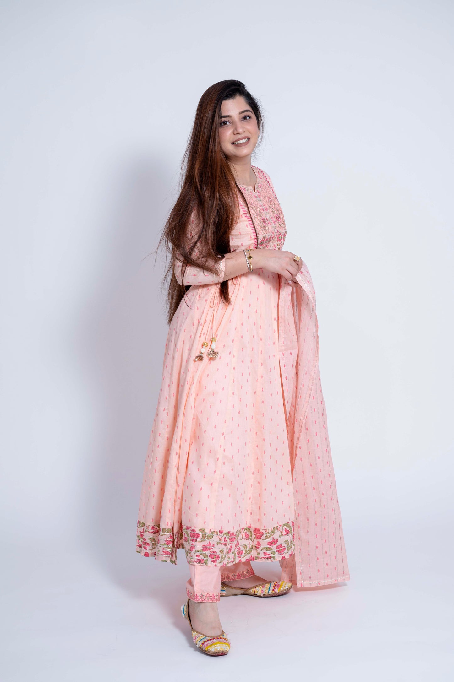 Aalimah Peach Anarkali Suit Set