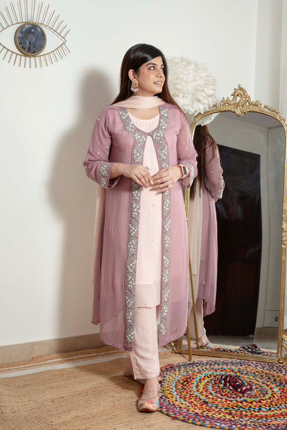 Heera Pink Embroidered Georgette Suit