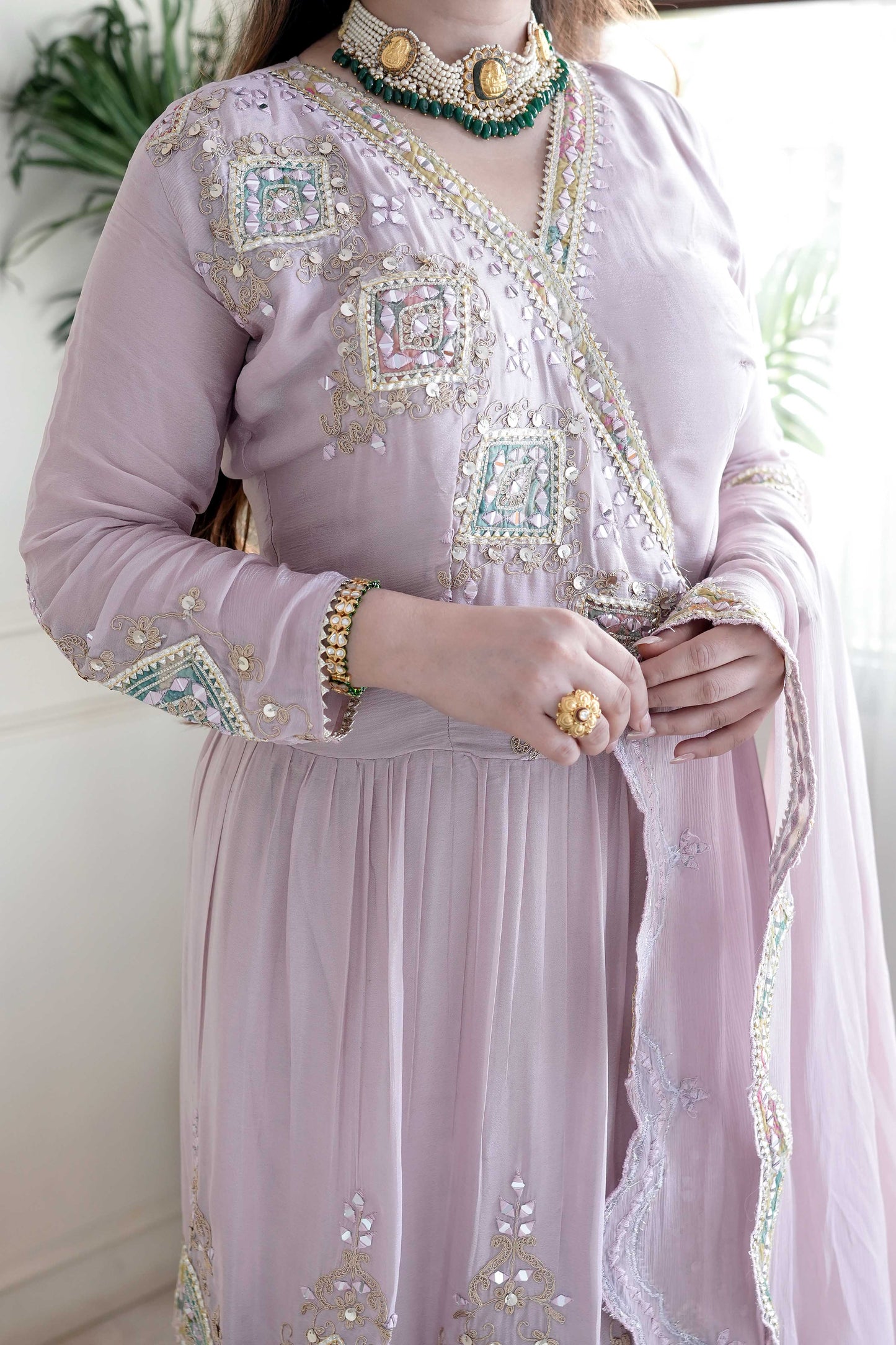 Anaya Pink Mirror Work Sharara Set