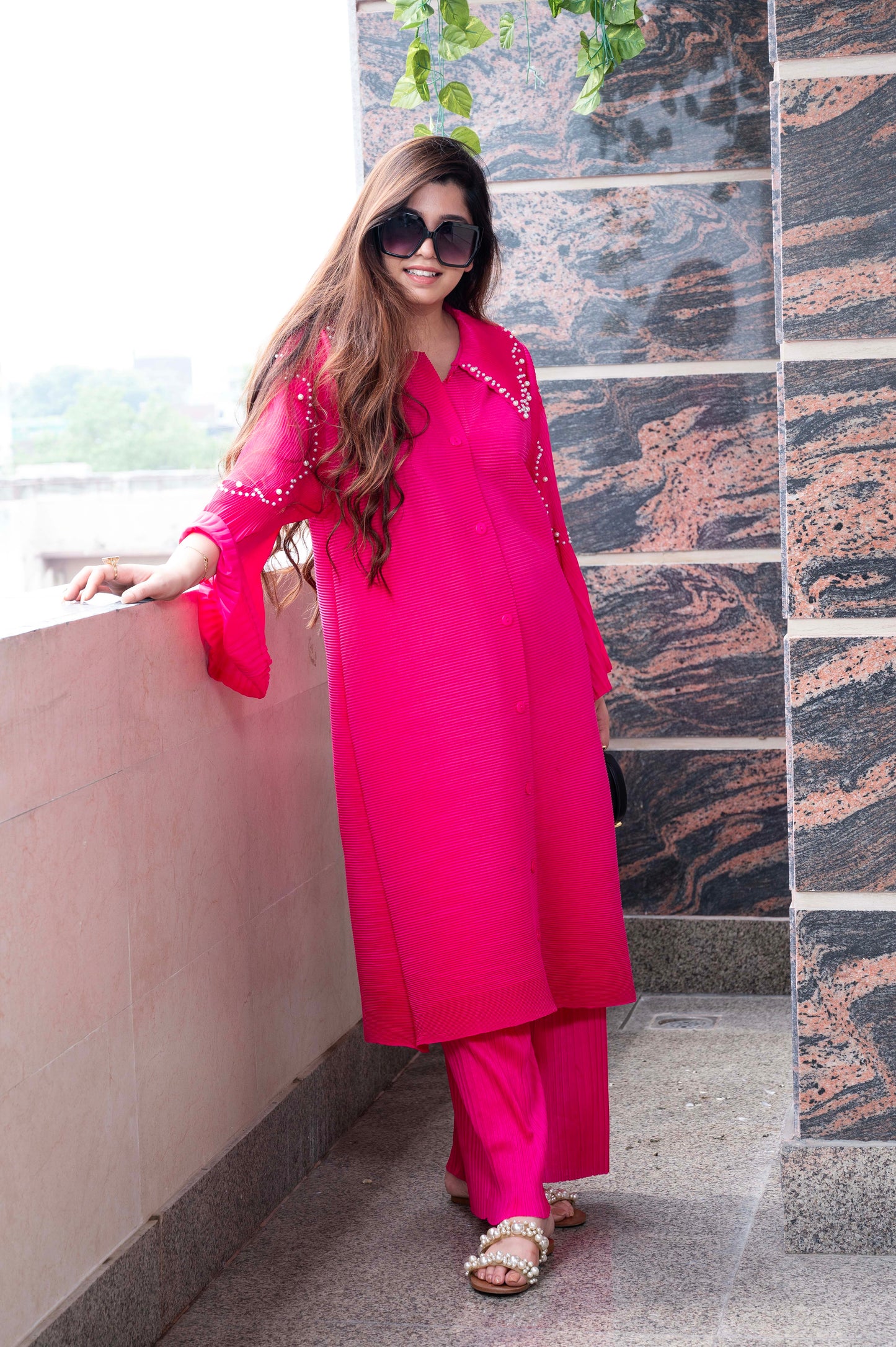 Mimosa Hot Pink Pleated Cordset