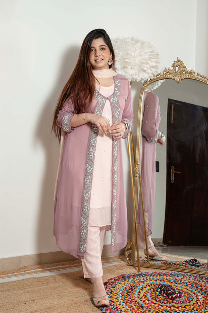 Heera Pink Embroidered Georgette Suit