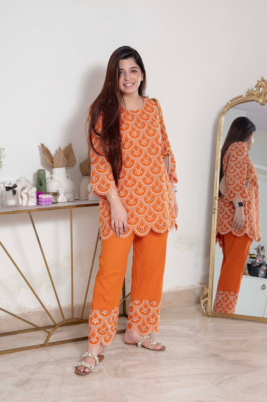 Talibah Orange Cutwork Cordset