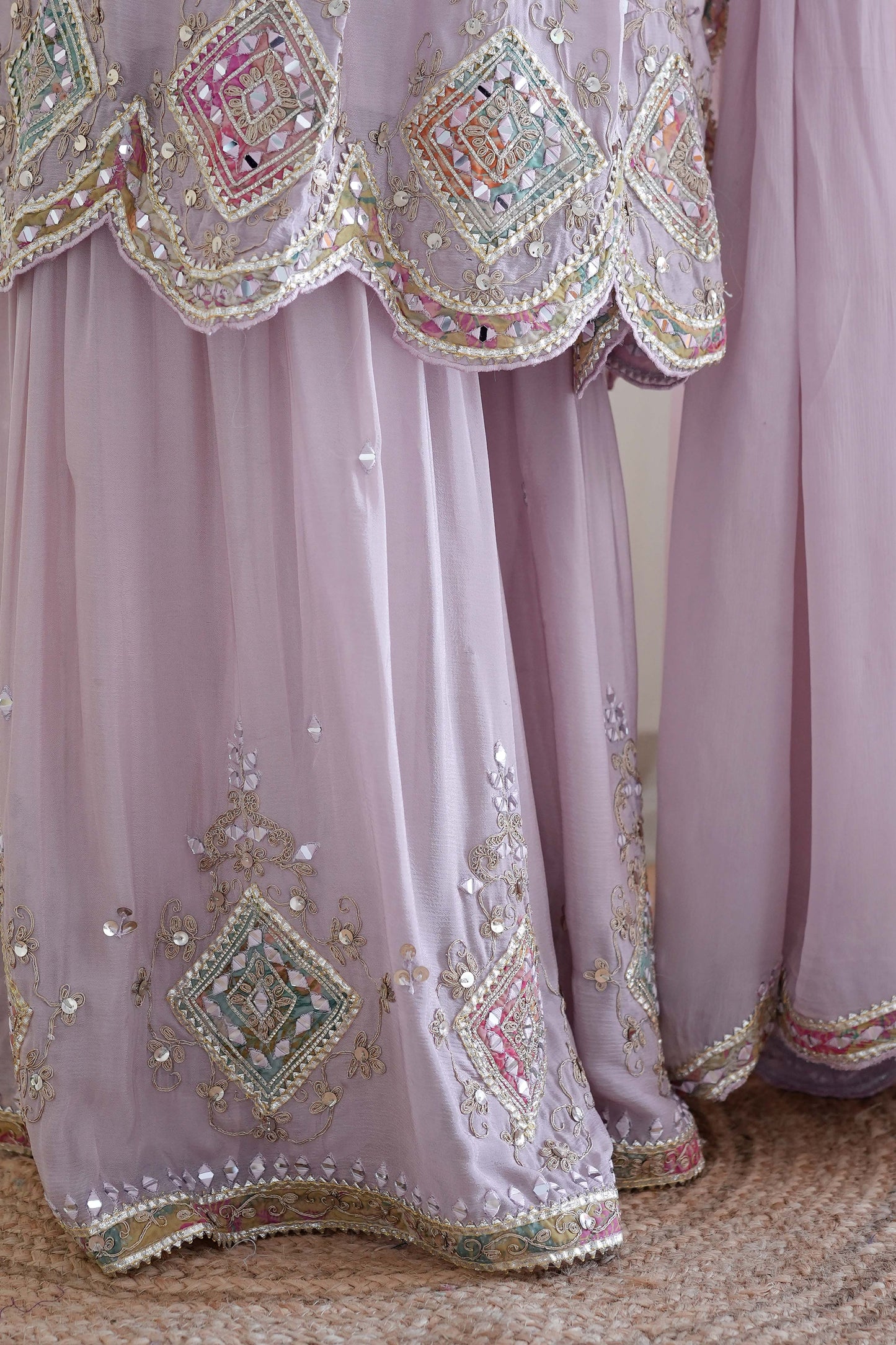 Anaya Pink Mirror Work Sharara Set