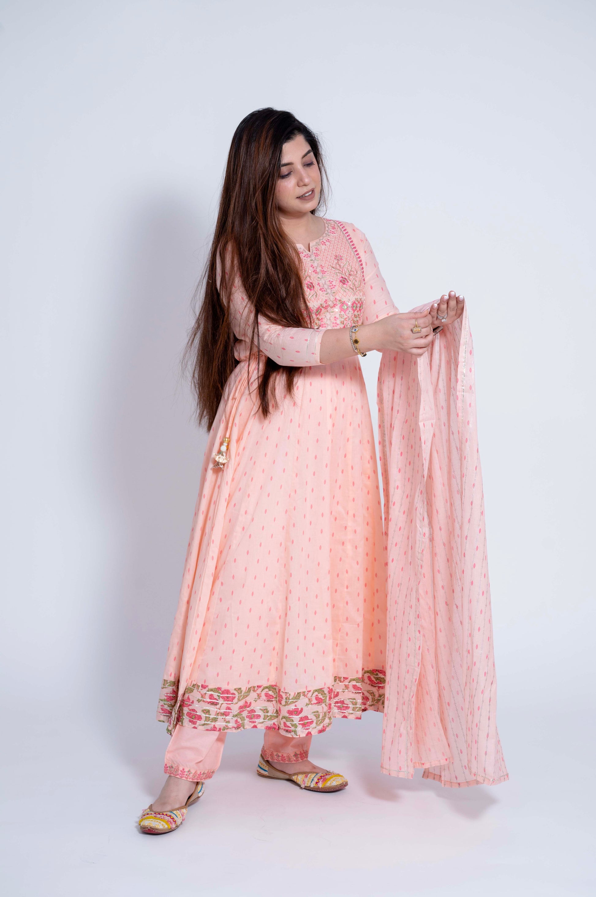 Aalimah Peach Anarkali Suit Set