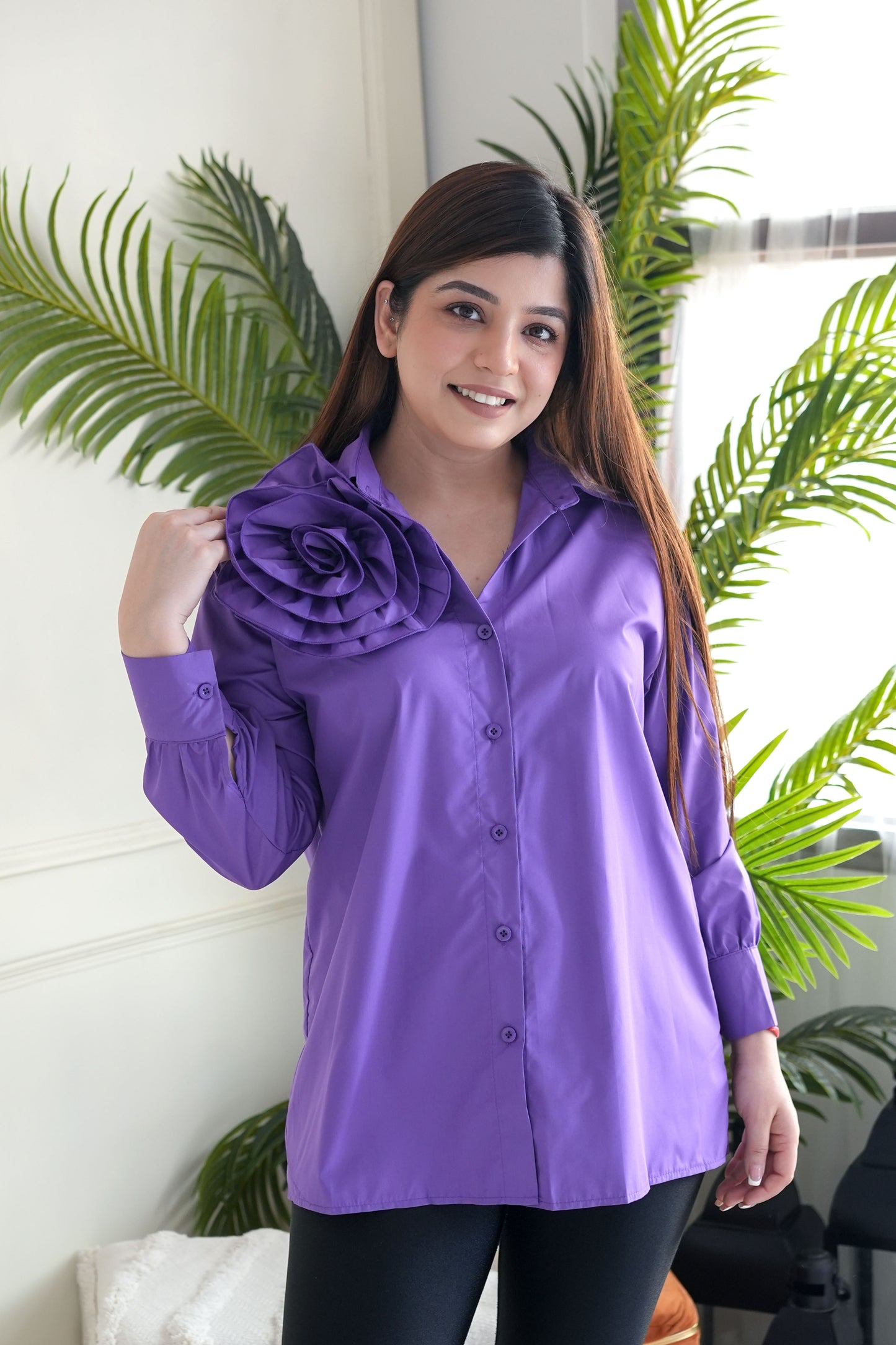 Suzie Purple Bow Embellished Shirt