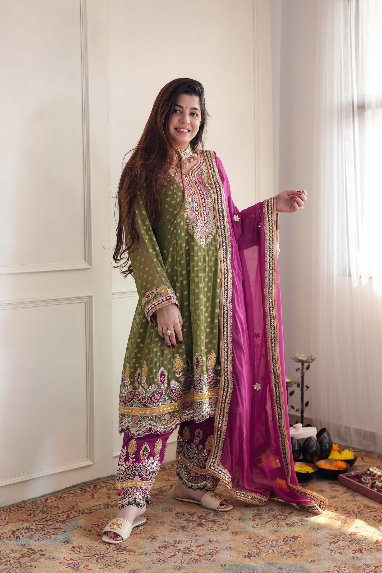 Meera Green Short Anarkali With Dhoti