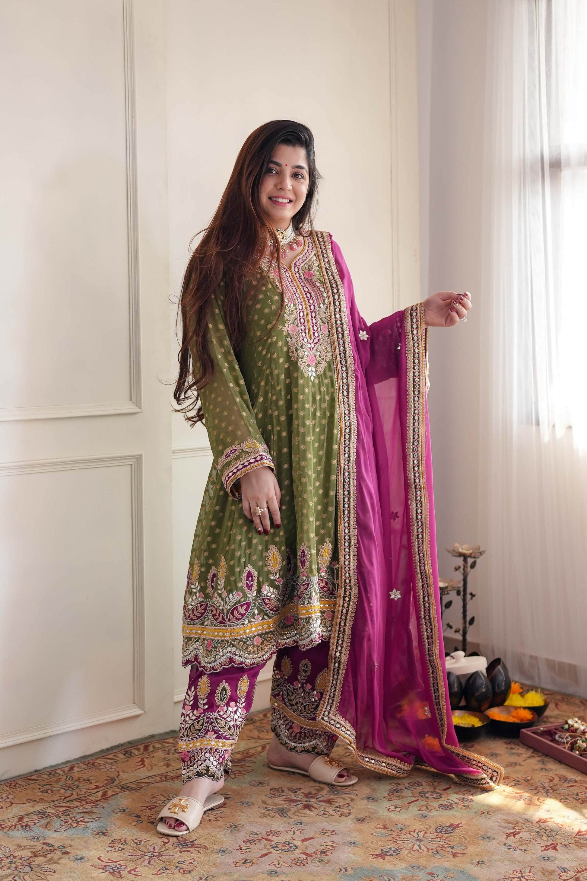 Meera Green Short Anarkali With Dhoti