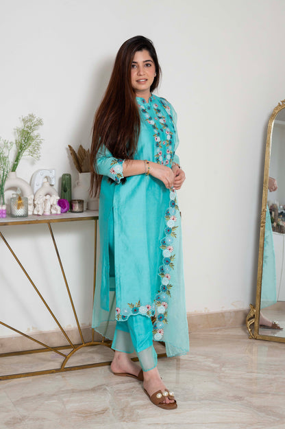 Nadira Embroidered Silk Suit Set