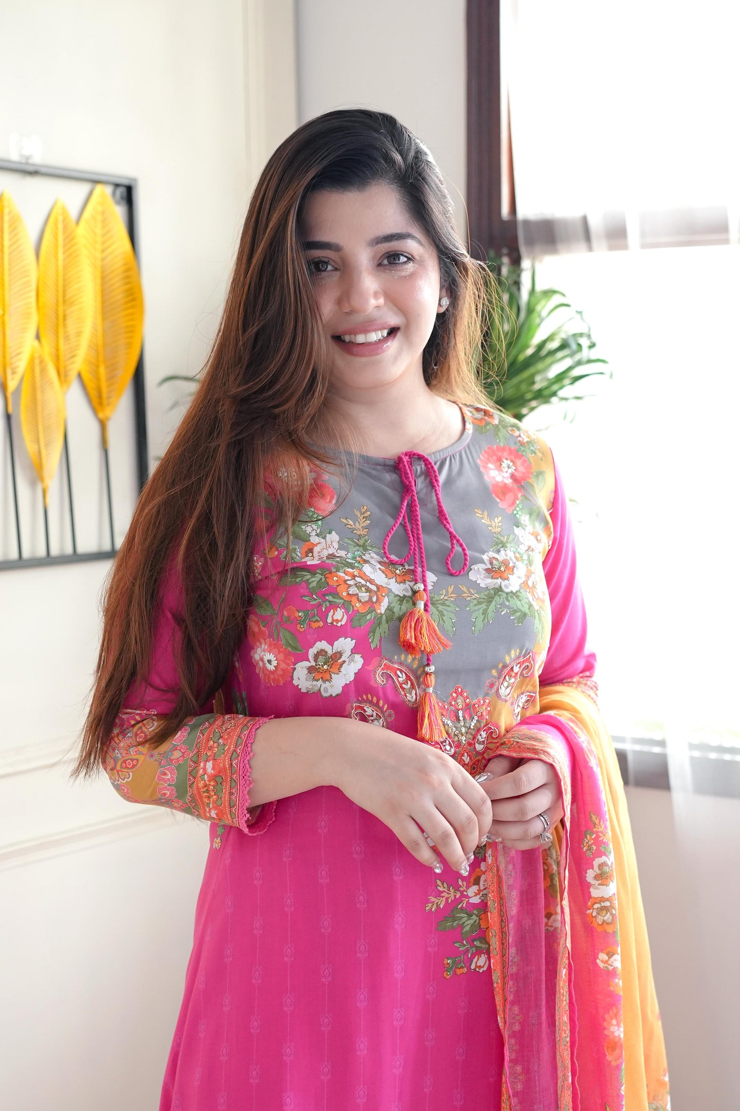 Kiya Pink Printed Suit Set