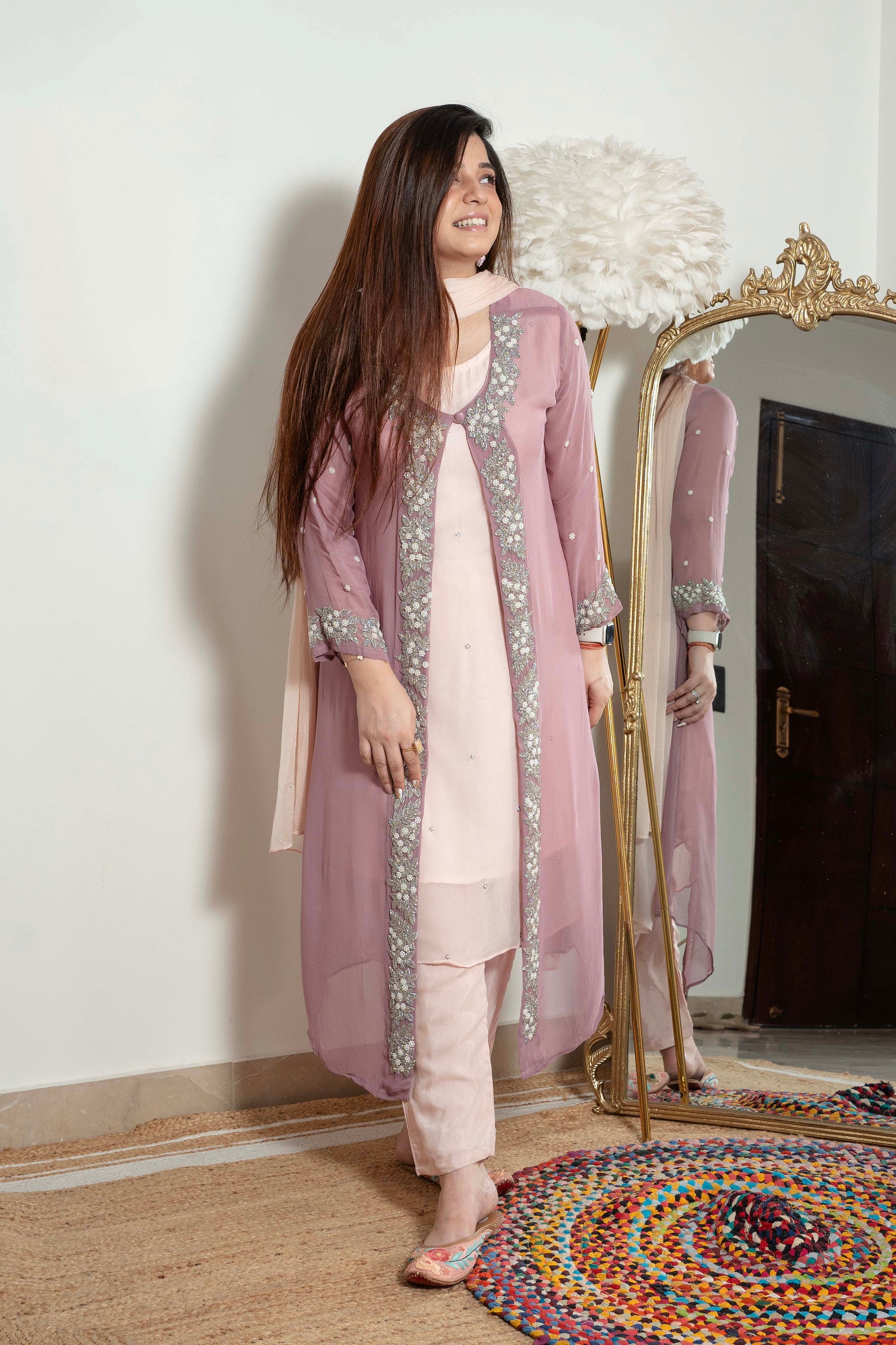 Heera Pink Embroidered Georgette Suit