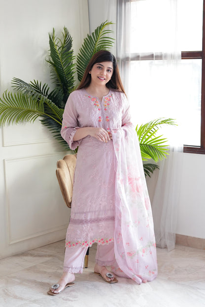 Bani Pink Thread Detailing Pakistani Suit Set