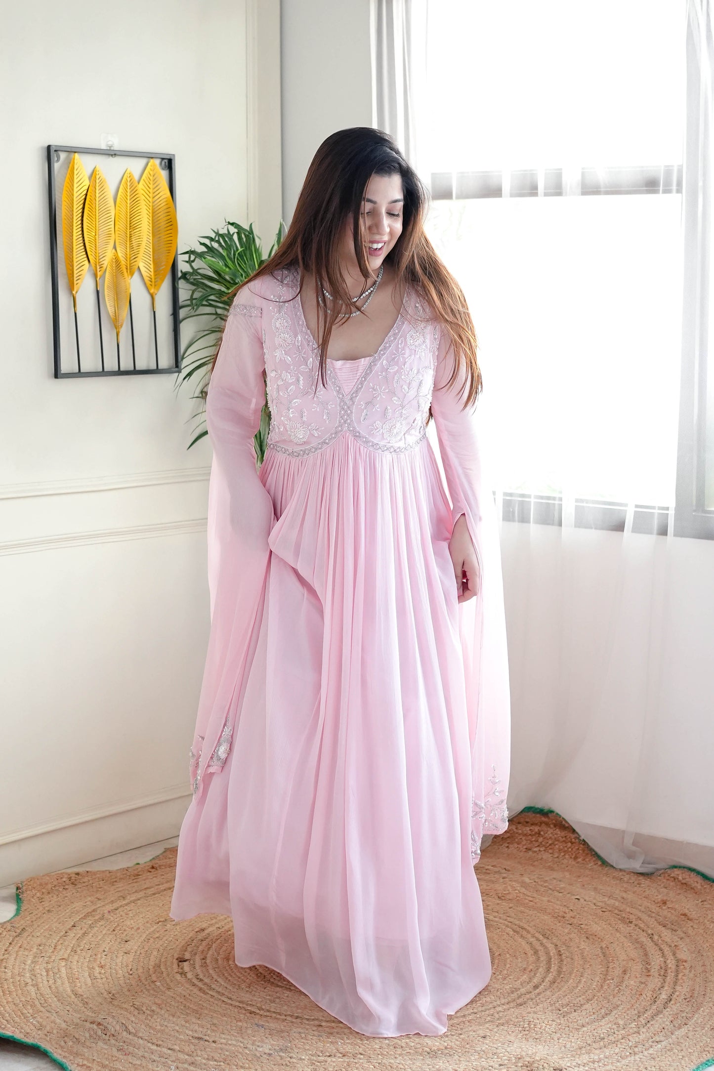 Luxe Pink  Embroidered Gown