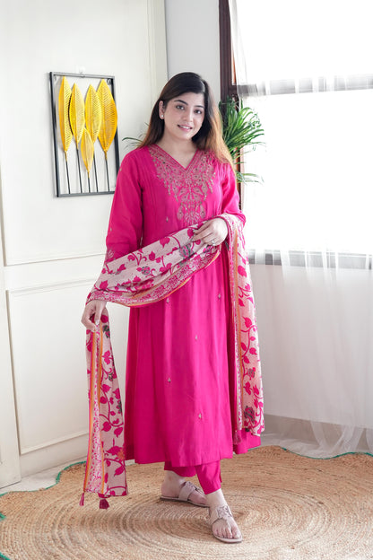 Safina Hot Pink Anarkali Suit Set