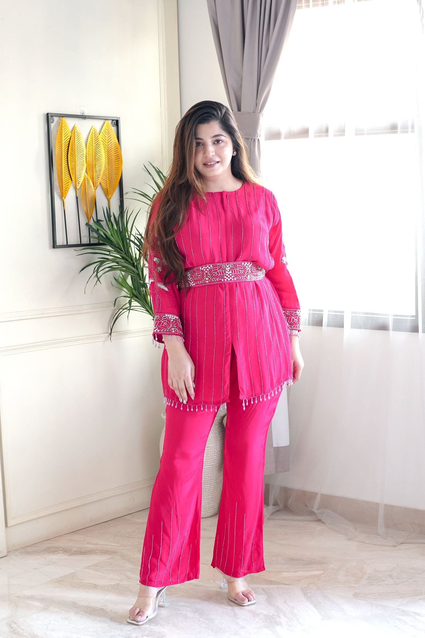 Gauhra Pink Embroidered Co ord Set