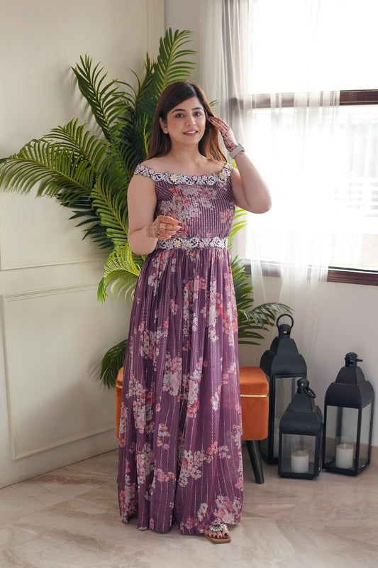 Noor Off Shoulder Printed Maxi