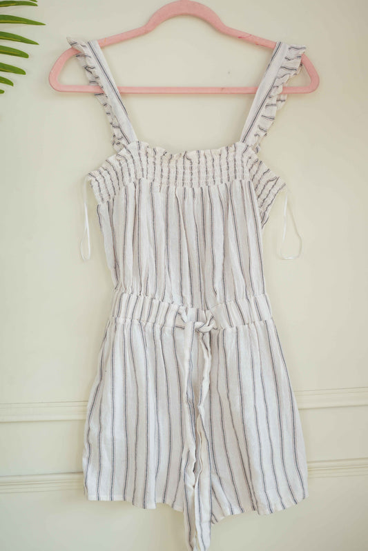 White Stripes Short Jumpsuit